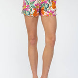 LOOSE FIT CONTRAST ELASTIC WAISTBAND SHORTS WITH SIDE POCKET