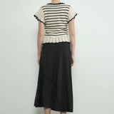 MAS3129 STRIPED CROCHET S/S SWEATER