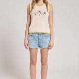 Ice Cream Embroidered Contrast Knit Vest