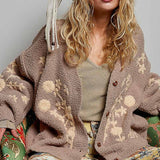 Bohemian Vintage Floral Embroidered Knit Cardigan Sweater