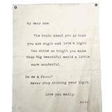 Never Stop Shining (My Dear One) Hand Painted Wall Hanging 36" x 48" (size will vary)