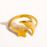 Tasa 18K Gold Non-Tarnish Star and Moon Ring