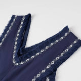V-Neck Tassel Panels Maxi Dress