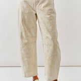AJP5114 EMBROIDERED DETAIL COTTON BARREL PANTS