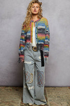 Textured Striped Sweater Cardigan