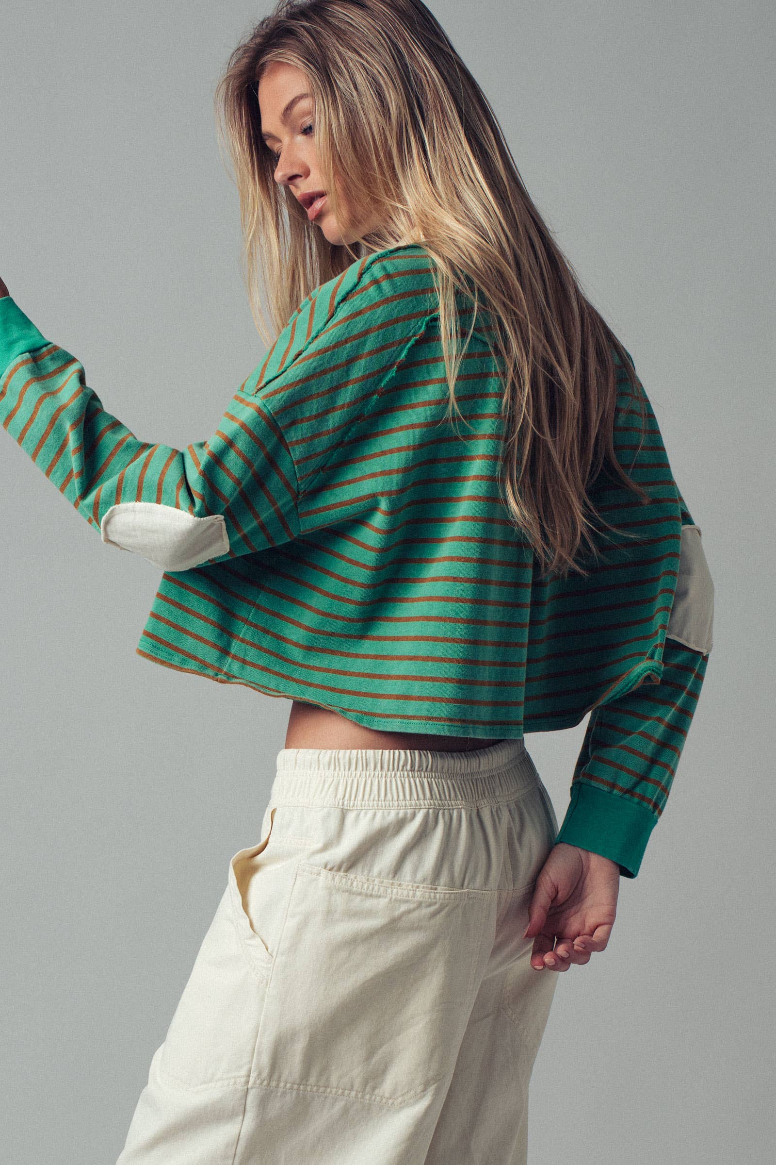 Playful Cropped Stripe Cotton Top