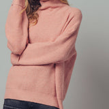 Relaxed Waffle Knit High Neck Sweater