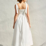 Elegant Sunrise Self Tie Pleated Midi Dress