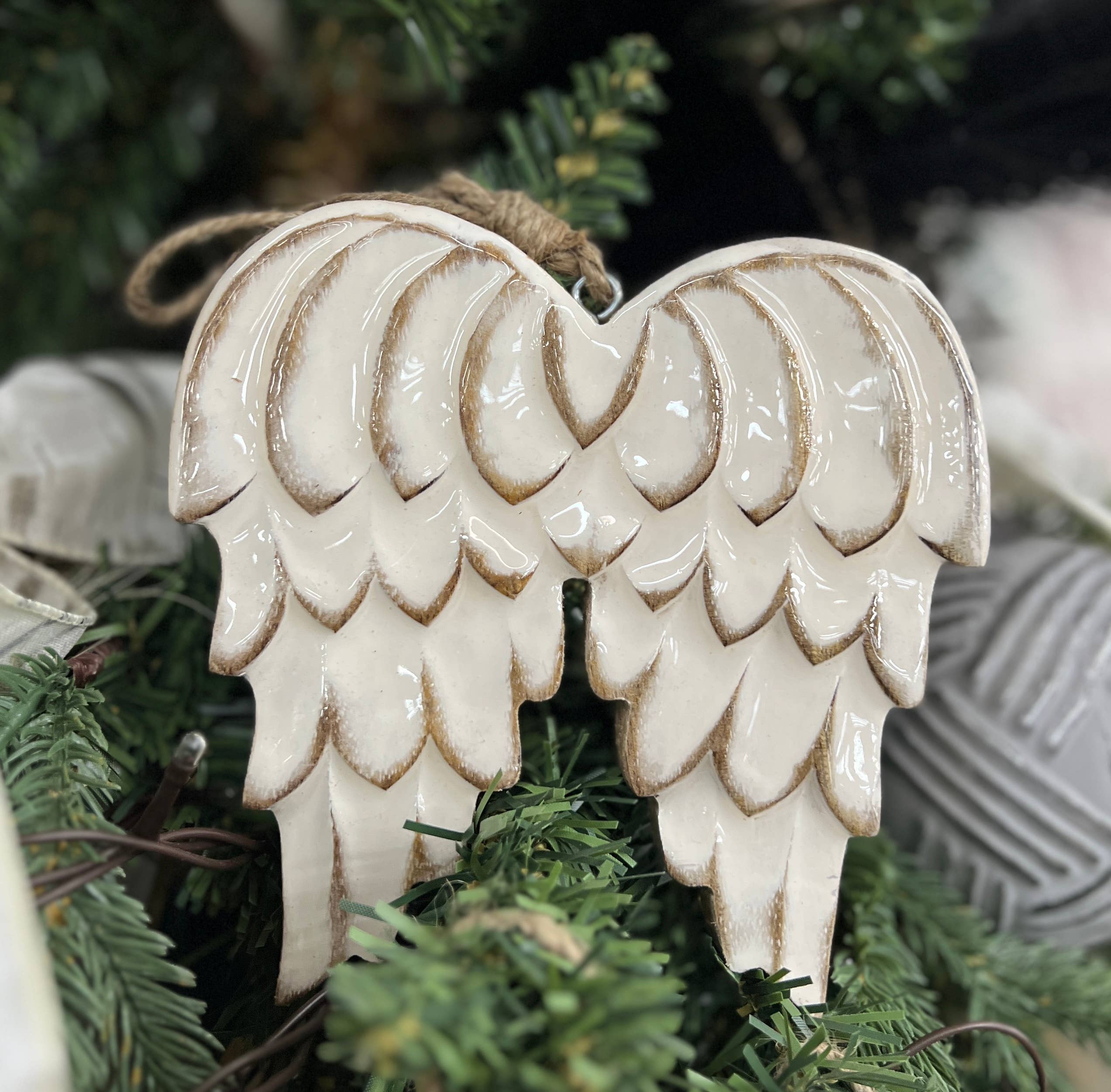 Clear Enamel Angel Wing Ornament