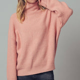 Relaxed Waffle Knit High Neck Sweater