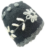 hand stitched flower beanie