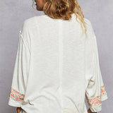 Floral Peace Patch Knit Top
