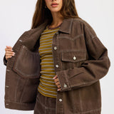 OVERSIZED TWILL BUTTON UP JACKET