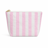 Preppy stripe pouch + cosmetic bag pink & white tyvek
