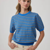 Stripe Knit Short Sleeve Sweater Top - RSW1200