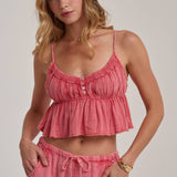 MINERAL WASHED GAUZE CAMI TOP AND BARREL PANTS CASUAL SET