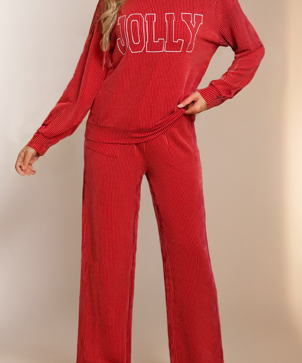 JOLLY Texture Christmas 2025 Top and Pockets Pants Set