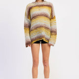 OVERSIZED KNIT STRIPED SWEATER