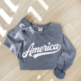 AMERICA Mineral Washed Long Sleeve Graphic