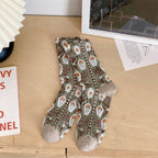 Vintage Embossed Floral Socks