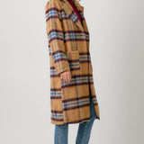 60871 Fuzzy Plaid Long Coat