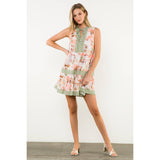 Striped Trim Architectural Print Dress