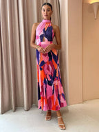 Halter Neck Pleated Dress