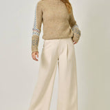 61313 Mock Neck Fair Isle Cuff Sweater