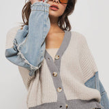 Ivory Contrast Knit Cardigan