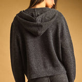 J7311ST   BUTTON FRONT SWEATER JACKET WITH HOOD