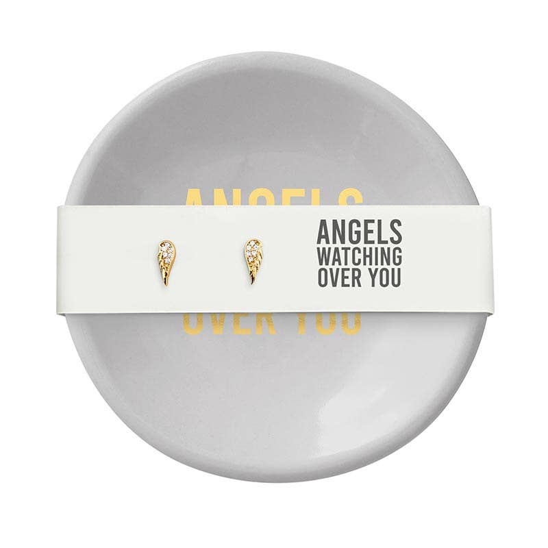 "Angels Watching Over You" Ceramic Ring Dish & Earrings