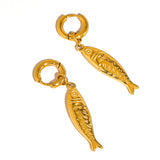 Nibe 18K Gold Non-Tarnish Fish Hoop Earring