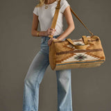 Tan, Camel & Teal Aztec Duffel