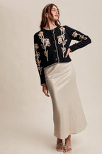 Embroidered Floral Knit Cardigan