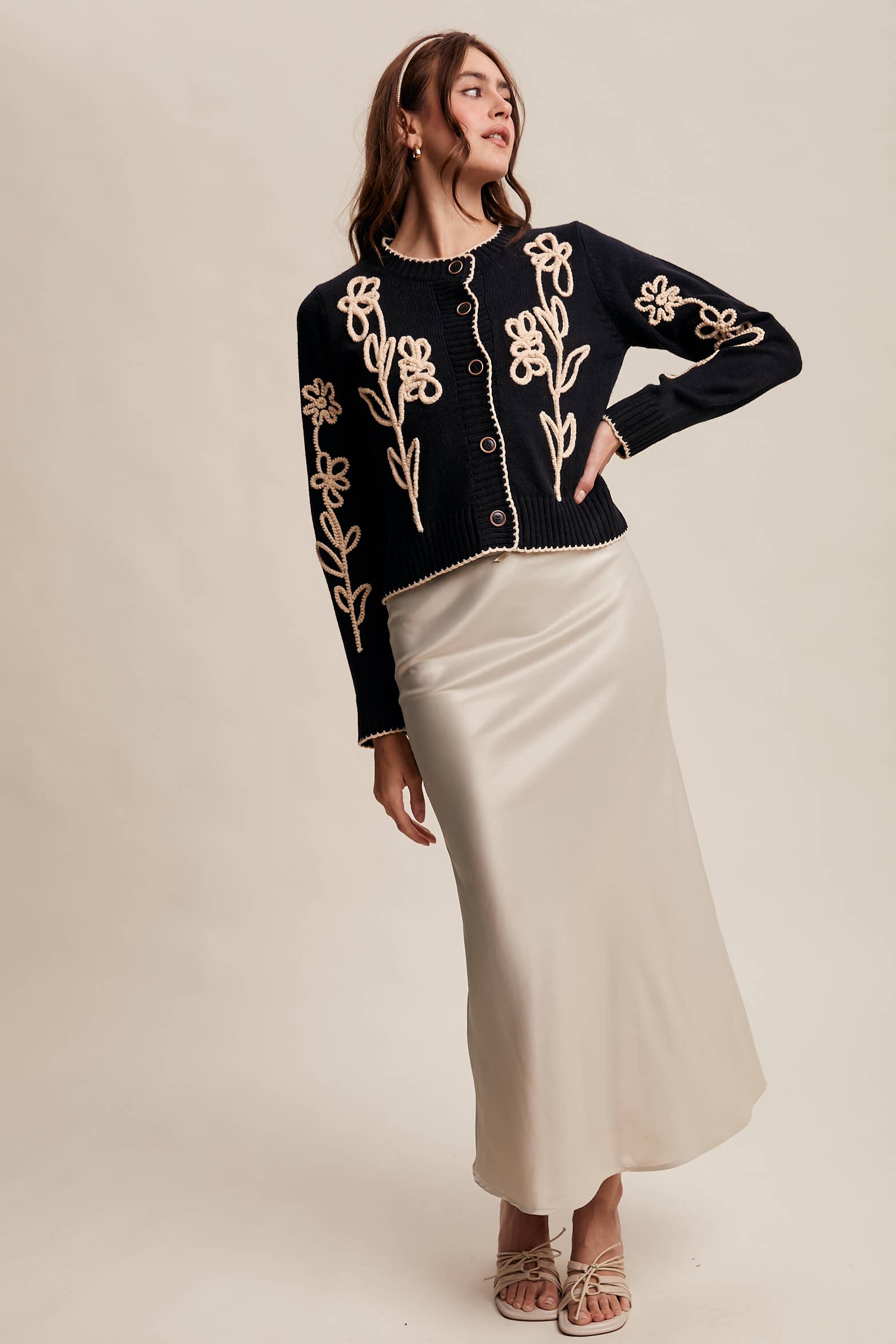 Embroidered Floral Knit Cardigan