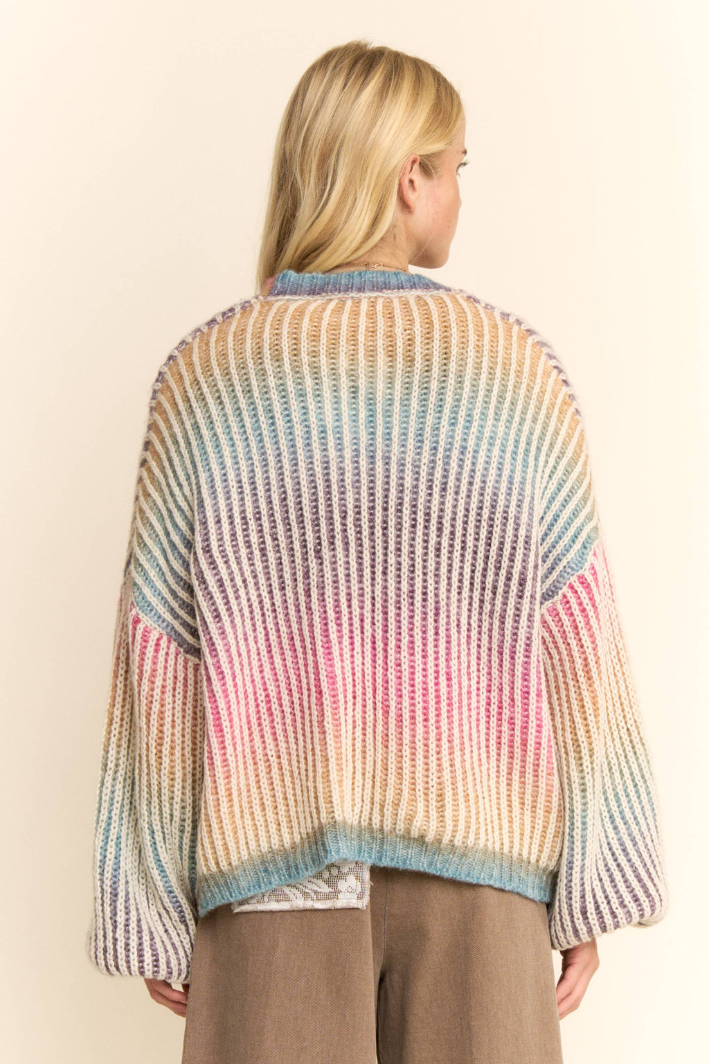 Pastel Rainbow Stripe Cardigan