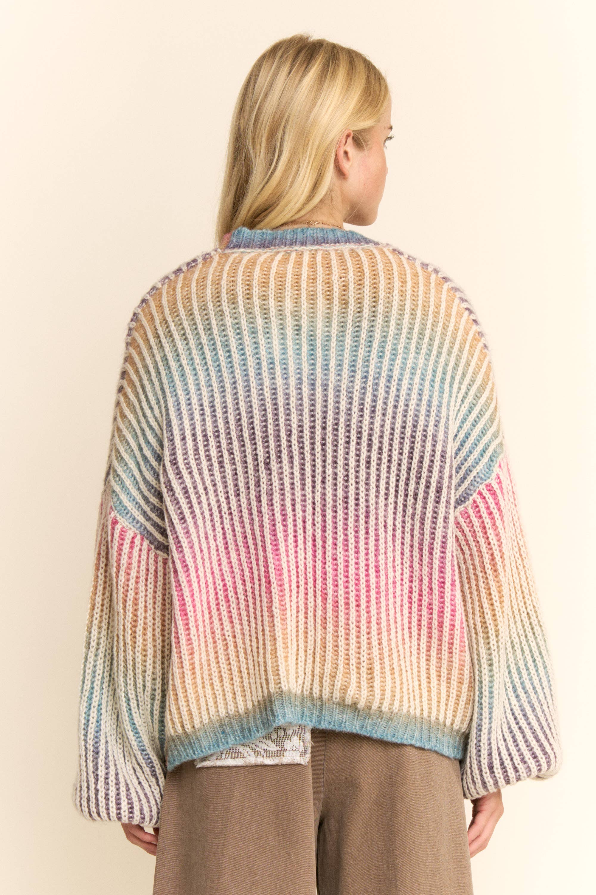 Pastel Rainbow Stripe Cardigan