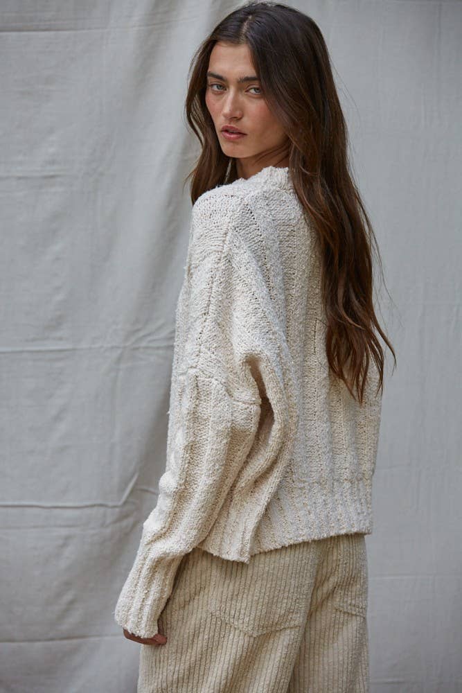 Wide Ribbed Knit Cotton Sweater