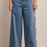 Floral Embroidered Wide Leg Jeans FP0026