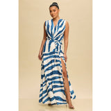 Two-Tone Lines Maxi Dress