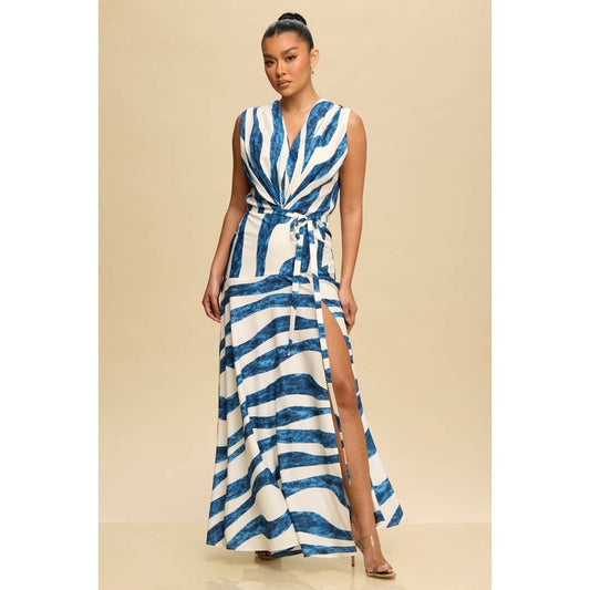 Two-Tone Lines Maxi Dress