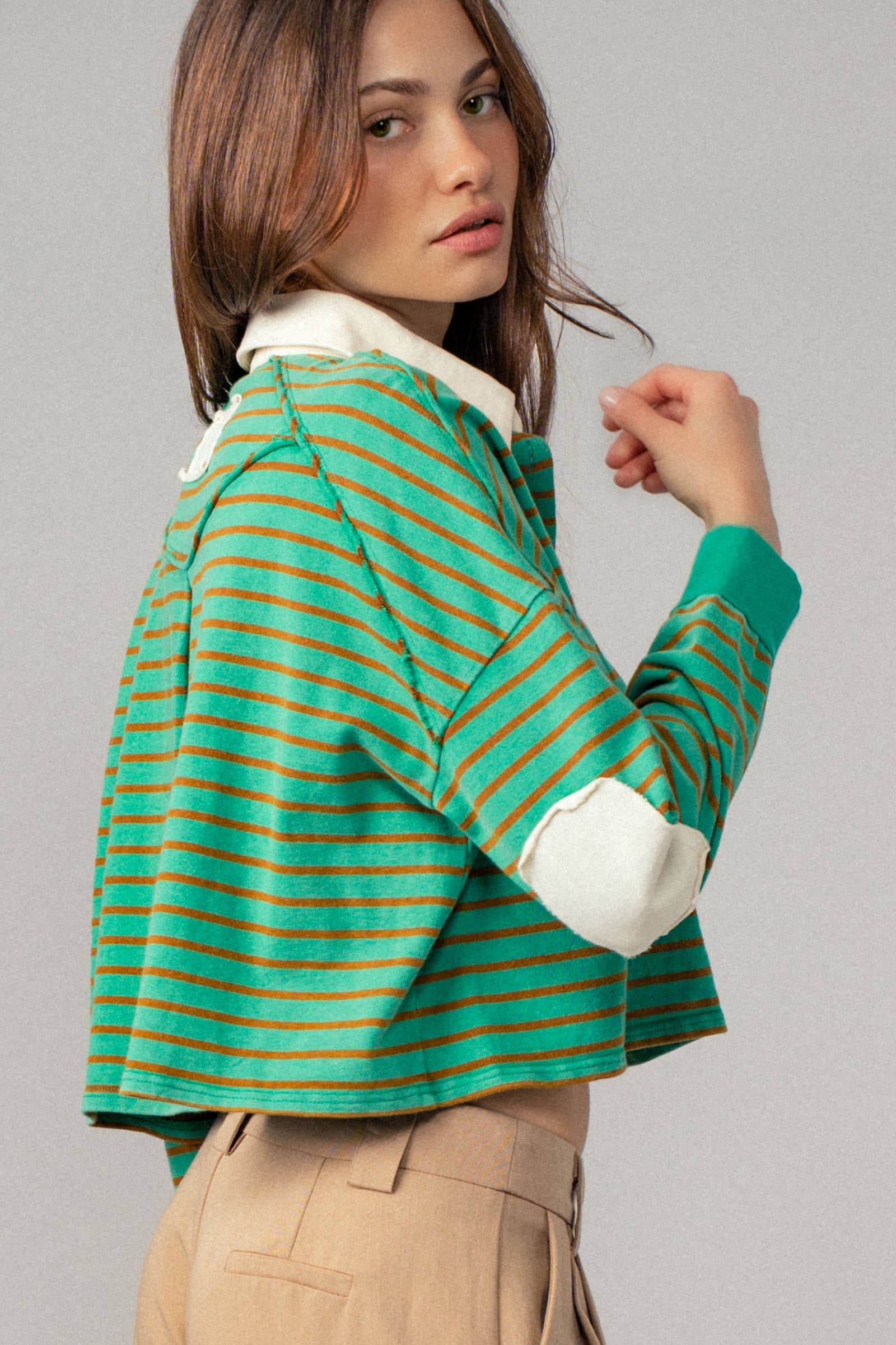 Playful Cropped Stripe Cotton Top