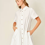 AJD5934 SHORT SLEEVE COTTON SHIRTS DRESS
