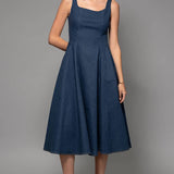 Denim A-Line Midi Dress