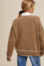 Floral Embroidered Knit Sweater