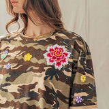 Camo Floral Patch Oversized Cotton Tee
