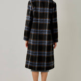 61594 Brushed Plaid Long Coat