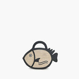 Black Trim Fish Raffia Handheld Clutch