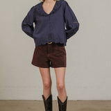 Embroidered Eyelet Collar Blouse - RT1180