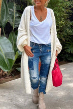 "Love & Peace" Exposed Seam Knit Cardigan